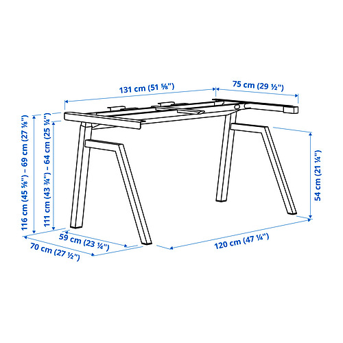 TROTTEN, sit/stand underframe for table top. 3 of 3 open dialog
