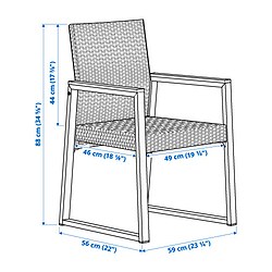 Measurement Illustration - VÄRMANSÖ outdoor chair