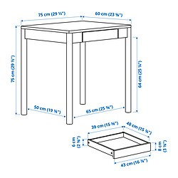 Measurement Illustration - TONSTAD desk