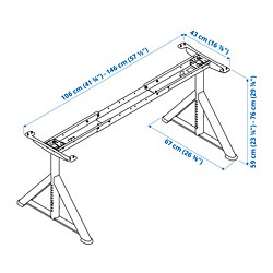 Measurement Illustration - IDÅSEN underframe for table top