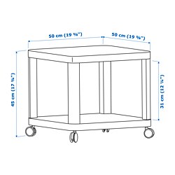 Ilustración de medidas - TINGBY mesa auxiliar con ruedas