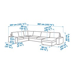 Ilustración de medidas - KIVIK sofá 6 plazas esquina con chaiselongue