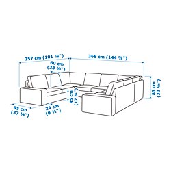 Ilustración de medidas - KIVIK sofá 7 plazas en U