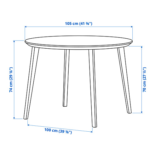 Measurement Illustration - LISABO/LISABO table and 4 chairs