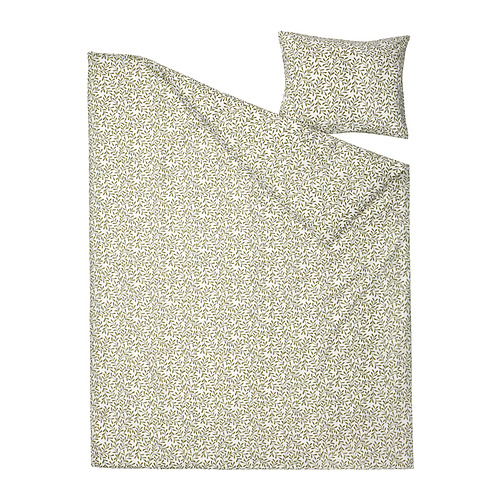Conjunto nórdico SORGMANTEL, beige, estampado floral, mezcla de algodón, rectángulo, cierre de cremallera.