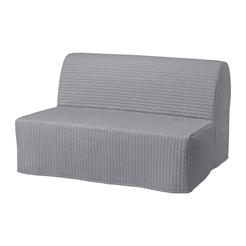 Sofá LYCKSELE, gris, tela a rayas, diseño lineal, forma moderna.