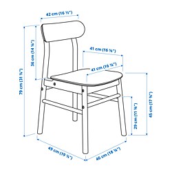 Measurement Illustration - NORDEN/RÖNNINGE drop leaf table and 2 chairs