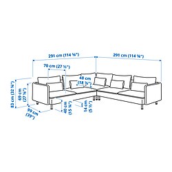 Ilustración de medidas - SÖDERHAMN sofá esquinero de 6 plazas