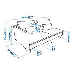 Measurement Illustration - SÖDERHAMN 3 seat sofa