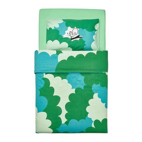 GRÖNFINK, 3-piece bedlinen set for crib. 2 of 8 open dialog