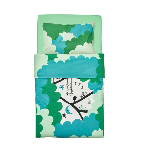 GRÖNFINK, 3-piece bedlinen set for cot. 3 of 7 open dialog