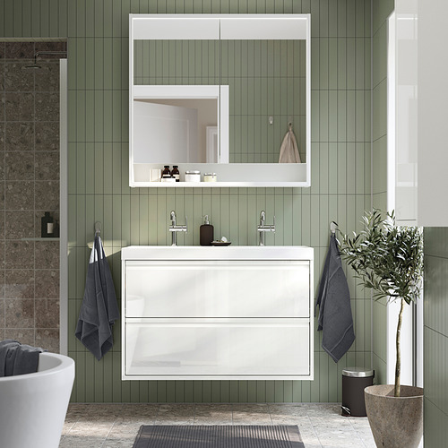 ÄNGSJÖN / BACKSJÖN, Mueble de baño con lavabo y cajones. 2 de 7 abrir diálogo