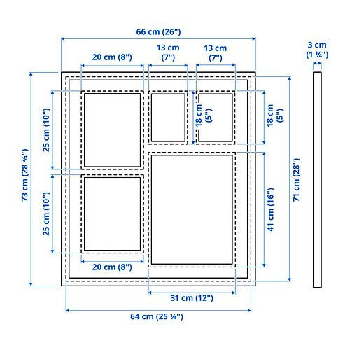 Measurement Illustration - RÖDALM frame for 5 pictures