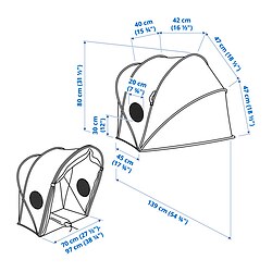 Measurement Illustration - ELDFLUGA bed tent