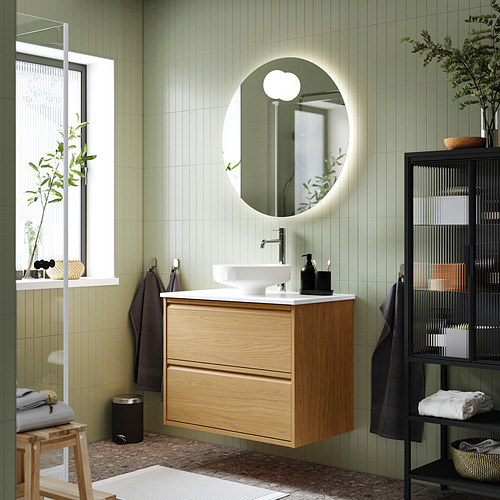 ÄNGSJÖN / LERSJÖN, Bathroom vanity with drawers and sink. 2 of 8 open dialog