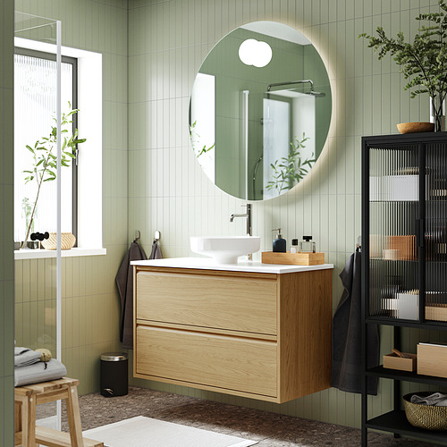 ÄNGSJÖN / LERSJÖN, Mueble de baño con lavabo y cajones. 2 de 8 abrir diálogo