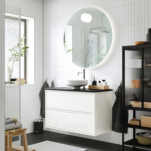 ÄNGSJÖN / LERSJÖN, Bathroom vanity with drawers and sink. 2 of 8 open dialog