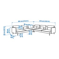 Ilustración de medidas - SÖDERHAMN sofá cama de 6 plazas esquina
