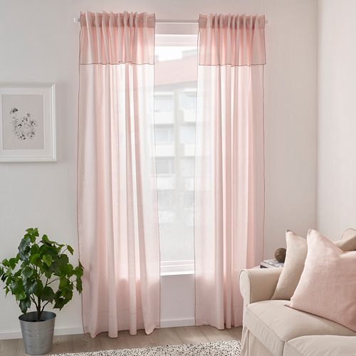 Cortinas rosas MOALISA, transparentes. Enmarque una ventana grande, suavize la luz. Combina con una decoración ligera.