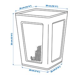 Ilustración de medidas - DRÖNJÖNS papelera