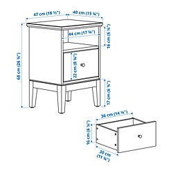 Measurement Illustration - IDANÄS nightstand