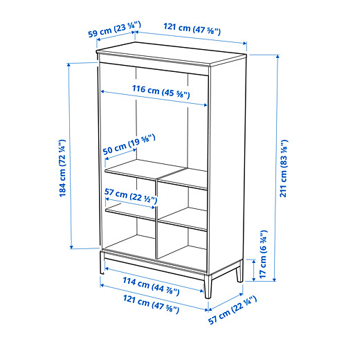 Ilustración con medidas del producto: IDANÄS.