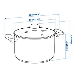 Ilustración de medidas - MIDDAGSMAT olla con tapa