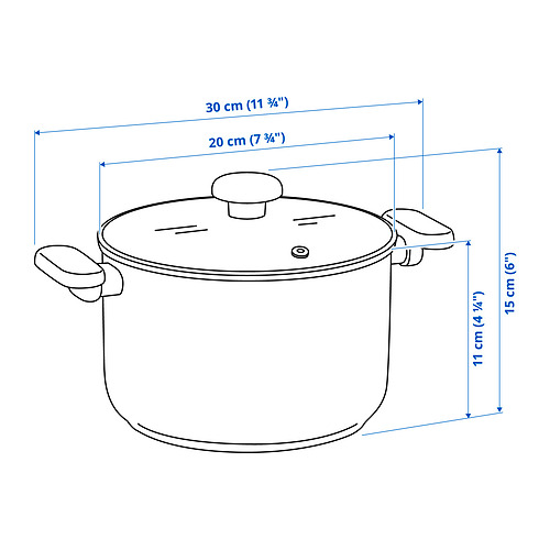 Ilustración con medidas del producto: MIDDAGSMAT.