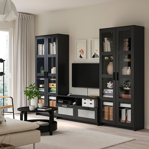 BRIMNES, TV storage combination/glass doors. 2 of 9 open dialog