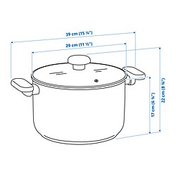 Ilustración de medidas - MIDDAGSMAT olla con tapa