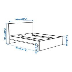 Ilustración de medidas - STORKLINTA estructura de cama