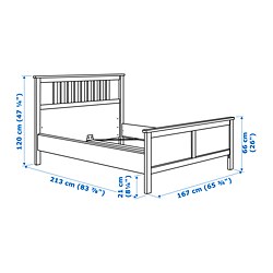 Measurement Illustration - HEMNES Queen bed with mattress