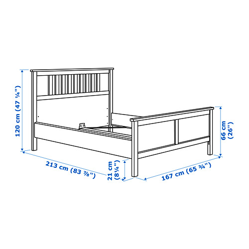 Measurement Illustration - HEMNES Queen bed with mattress