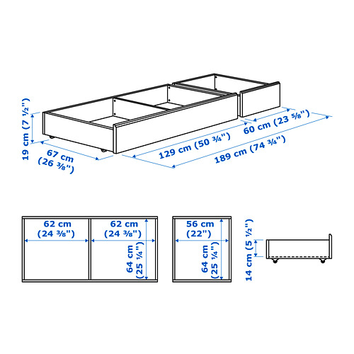 Measurement Illustration - SONGESAND underbed storage box, set of 2
