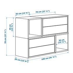 Ilustración de medidas - EKET mueble de pared con cajones