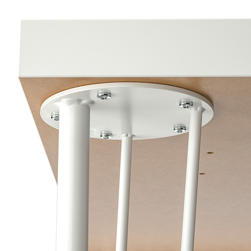 Base de mesa blanca con pies ajustables y orificios preperforados.