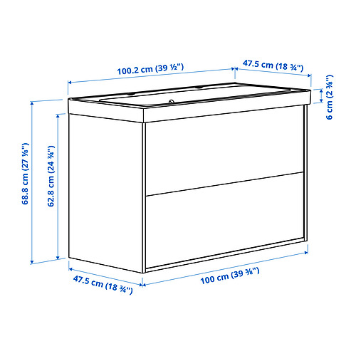 ÄNGSJÖN / BACKSJÖN, Mueble de baño con lavabo y cajones. 7 de 7 abrir diálogo