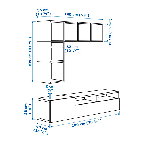 BESTÅ / EKET, TV bench with drawer runner, soft-closing. 5 of 5 open dialog