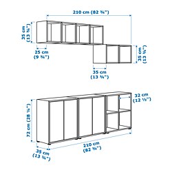 Ilustración de medidas - EKET mueble de almacenaje con 4 puertas