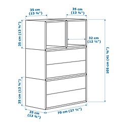 Measurement Illustration - EKET wall mounted cabinet with drawers
