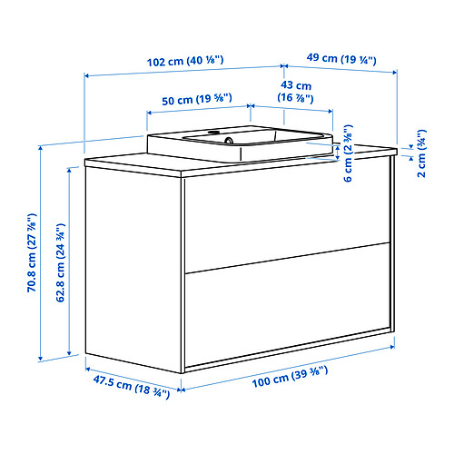 ÄNGSJÖN / BACKSJÖN, mueble de lavabo con cajones/lavabo. 8 de 8 abrir diálogo