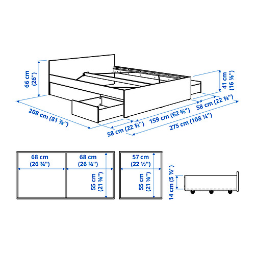 VIHALS, bed frame with 4 storage boxes. 7 of 7 open dialog