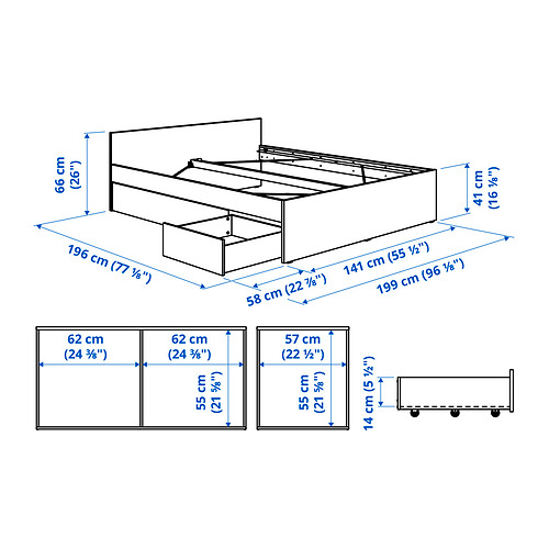 VIHALS, bed frame with 2 storage boxes. 8 of 8 open dialog