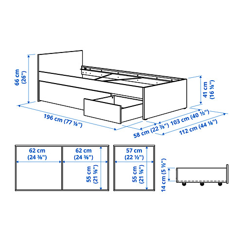 VIHALS, bed frame with 2 storage boxes. 7 of 7 open dialog