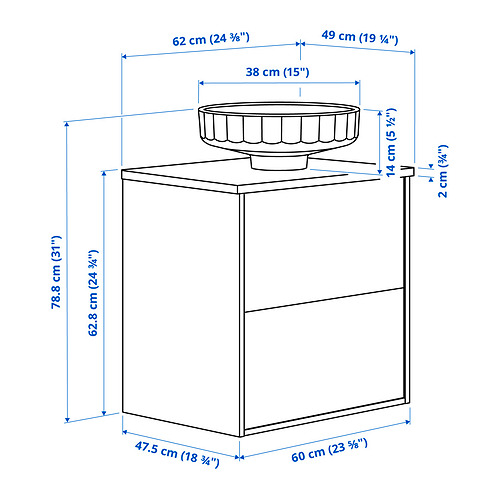 ÄNGSJÖN / LERSJÖN, Mueble de baño con lavabo y cajones. 8 de 8 abrir diálogo