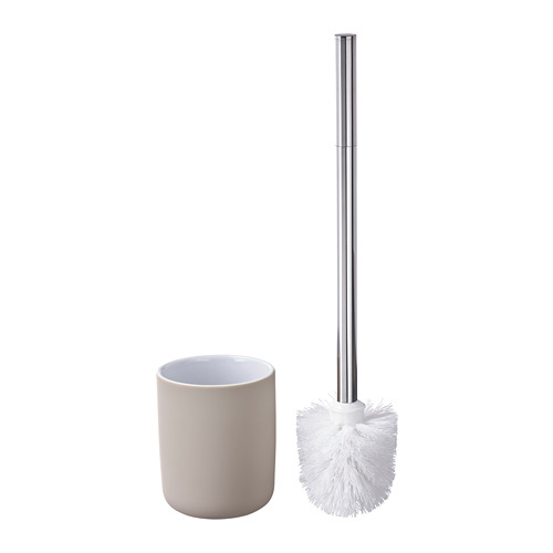 Escobilla de baño blanca EKOLN y soporte. Diseño elegante y moderno, mango de acero, cepillo de plástico.