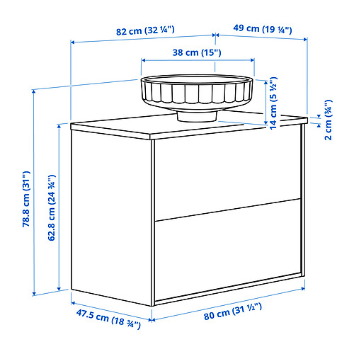 ÄNGSJÖN / LERSJÖN, Mueble de baño con lavabo y cajones. 8 de 8 abrir diálogo