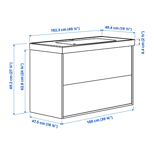 ÄNGSJÖN / ORRSJÖN, mueble de lavabo con cajones/lavabo. 7 de 7 abrir diálogo