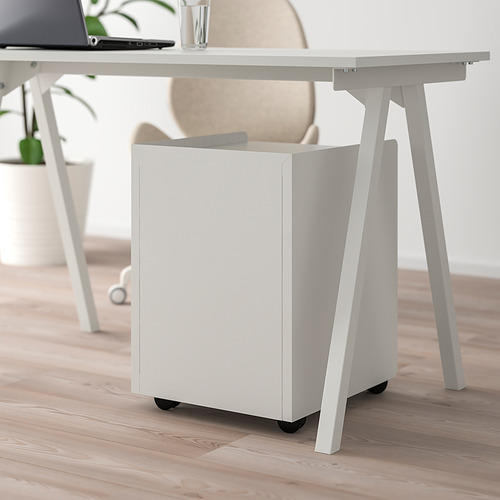 Almacenamiento debajo del escritorio TROTTEN blanco con ruedas.