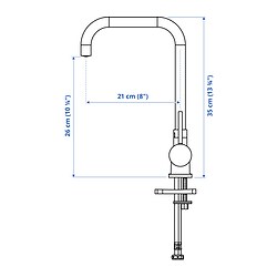 Ilustración de medidas - JUTTERN grifo cocina plegable